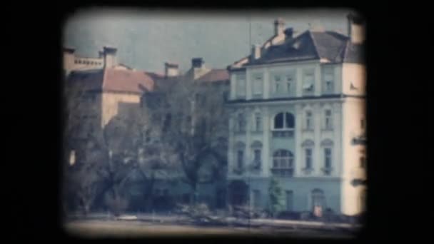 Vintage 8mm. Buildings in Bolzano — Stock Video