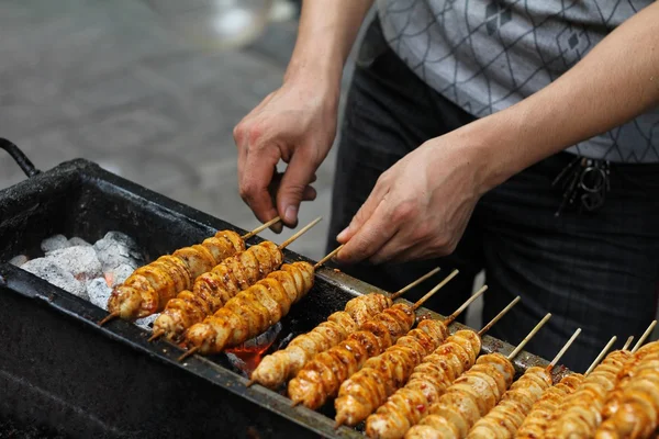 Picante barbacoa tofu kebabs — Foto de Stock