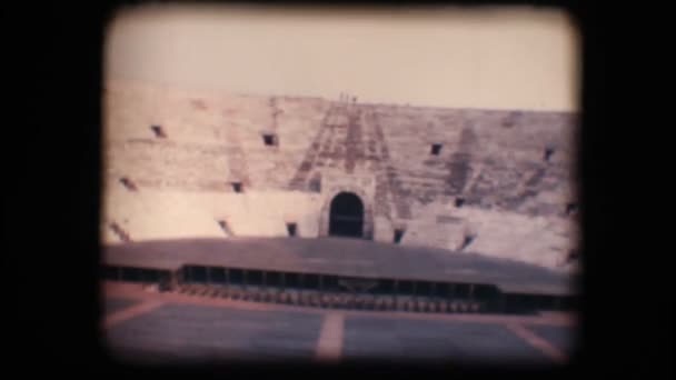 Vintage 8mm. Stage inside Verona arena — Stock Video