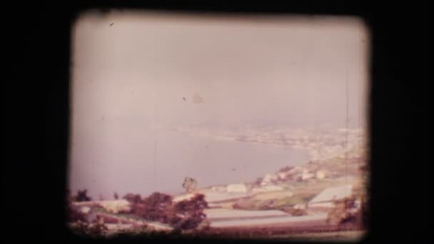 Vintage 8mm. View of the gulf of San Remo — Stock Video