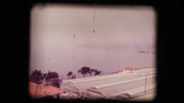 Vintage 8mm. View of the gulf of San Remo — Stock Video