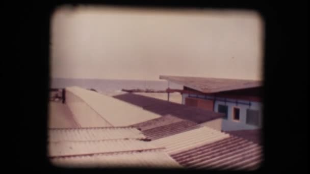 Vintage 8mm. Empty seaside resort in winter — Stock Video