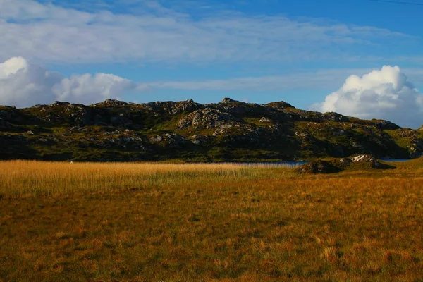 Dry field and rocky hills — Stock Photo, Image