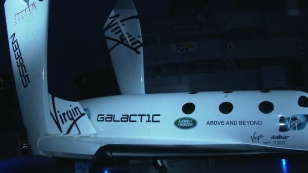 Virgin galactic spacecraft at a New York International Auto Show event — Stock Video