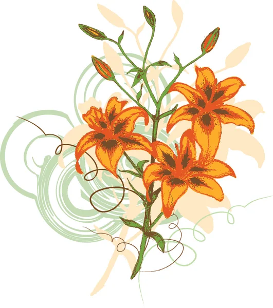 Vector Grunge Lily — Stockvector