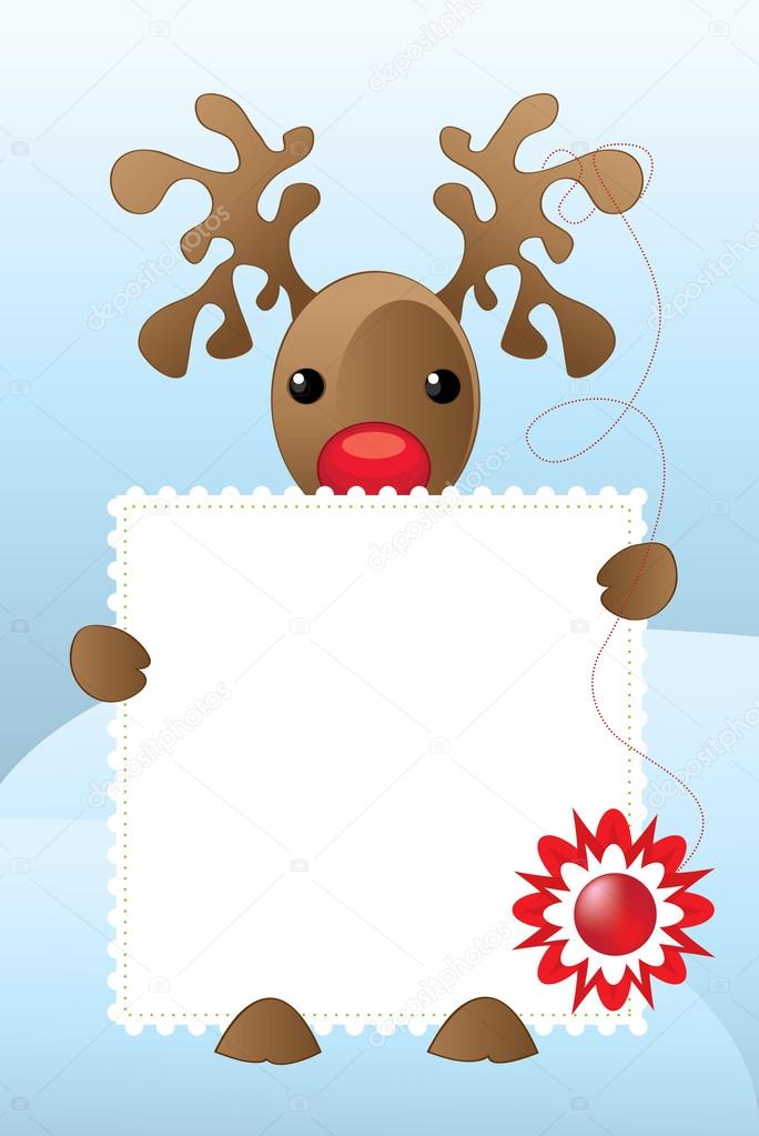 Reindeer Illustration with a happy holidays card