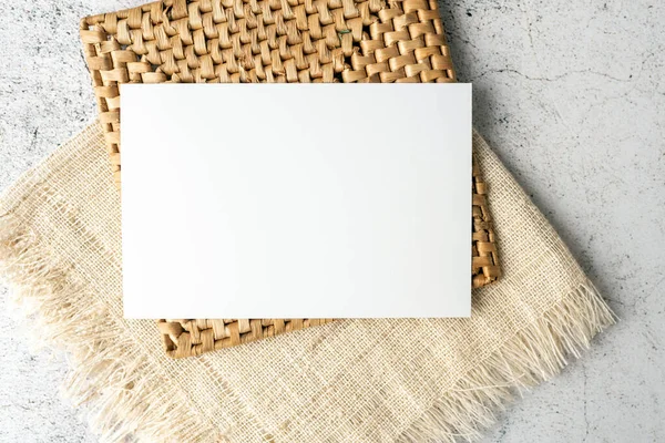 Card Mock Template Flat Lay Top View Card Neutral Background — Stock Photo, Image