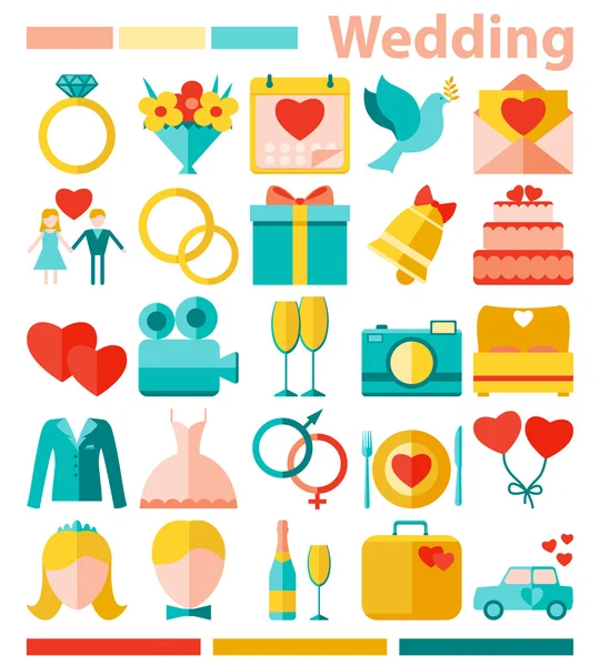Conjunto de ícones de casamento — Vetor de Stock