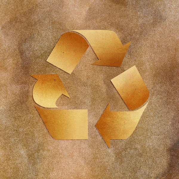 Grunge papír textúra barna recycle jel — Stock Fotó