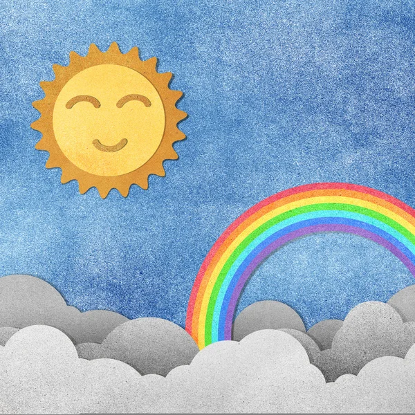 Grunge papier textuur schattig zon en regenboog — Stockfoto