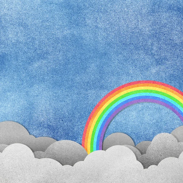 Grunge 纸张纹理云与彩虹 — 图库照片