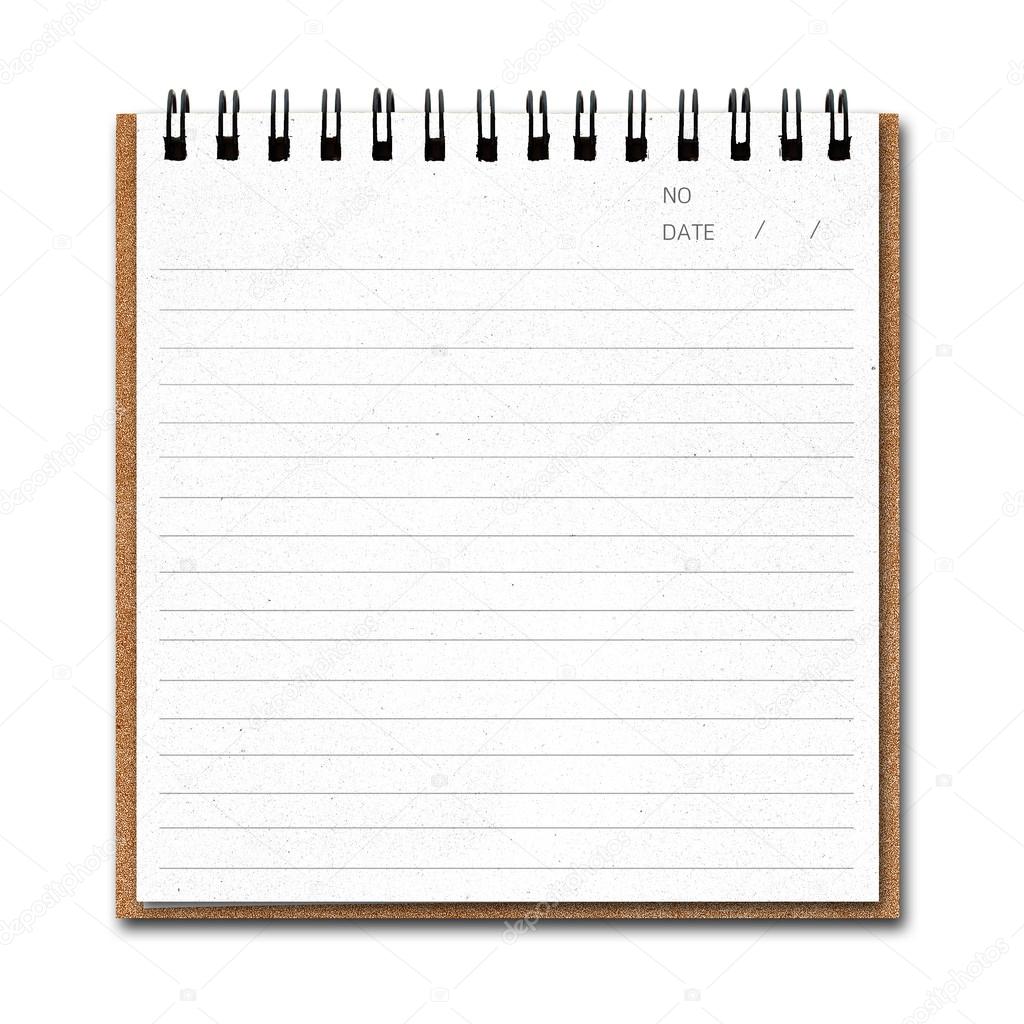Notebook paper with line isolate on white background
