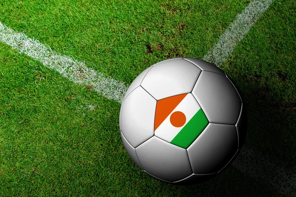 Niger Bandiera Modello di un pallone da calcio in erba verde — Foto Stock