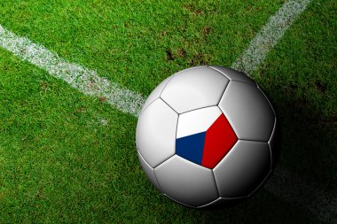 Çek bayrak deseni yeşil çim futbol topu