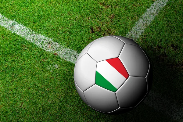 Italy Flag Pattern of a soccer ball in green grass — Stock Photo, Image