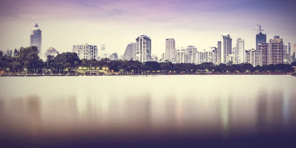 Vintage City at night with reflection — Stock Photo, Image