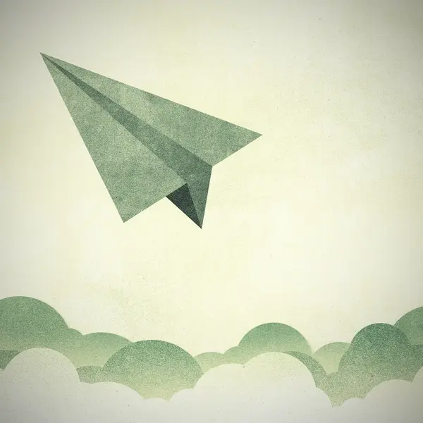 Paper Texture,Paper airplanes flying against sky and clouds — Stock Photo, Image