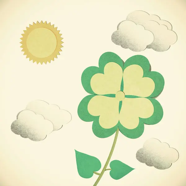 Old Paper texture clover with four leaves — Stock Photo, Image