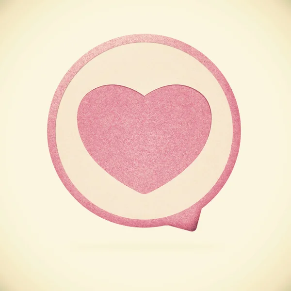 Kalp etiket geri dönüşümlü kağıt — Stok fotoğraf