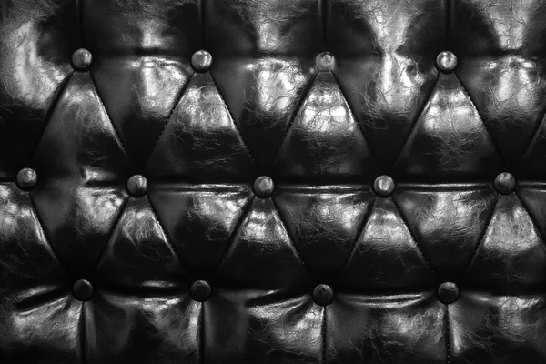 Black and White of leather texture of sofa closeup shot — Stock Photo, Image