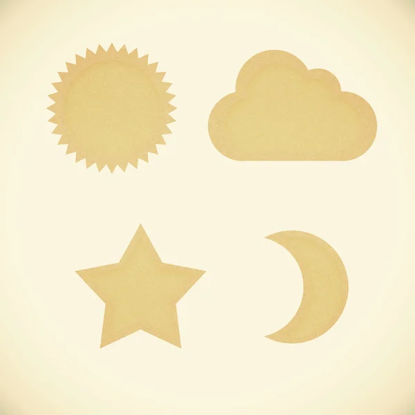 Icon star,sun,moon,cloud,recycled papercraft — Stock Photo, Image