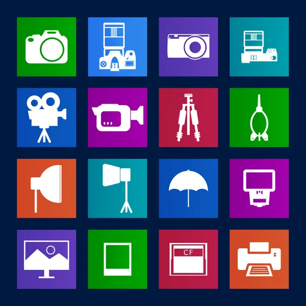 Camera and accessory icons — Stock Vector
