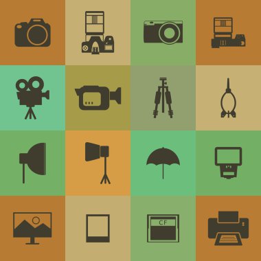 retro tarzı Fotoğraf Makinası ve Aksesuar simgeler