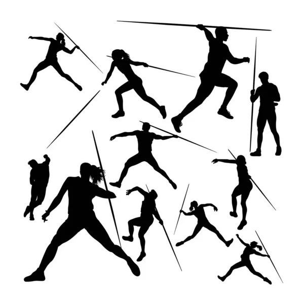 Javelin Lanceur Silhouettes Athlète Bon Usage Pour Symbole Logo Icône — Image vectorielle