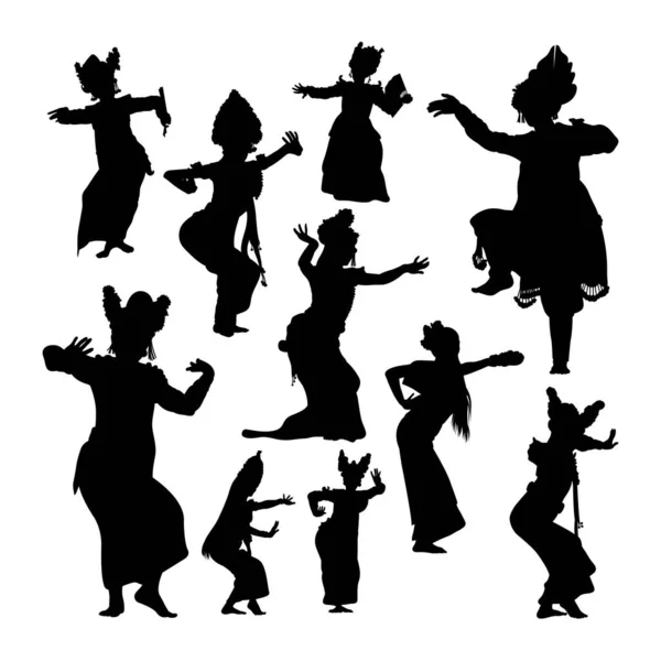 Μπαλί Χορεύτριες Σιλουέτες Καλή Χρήση Για Σύμβολο Λογότυπο Μασκότ Εικονίδιο — Διανυσματικό Αρχείο