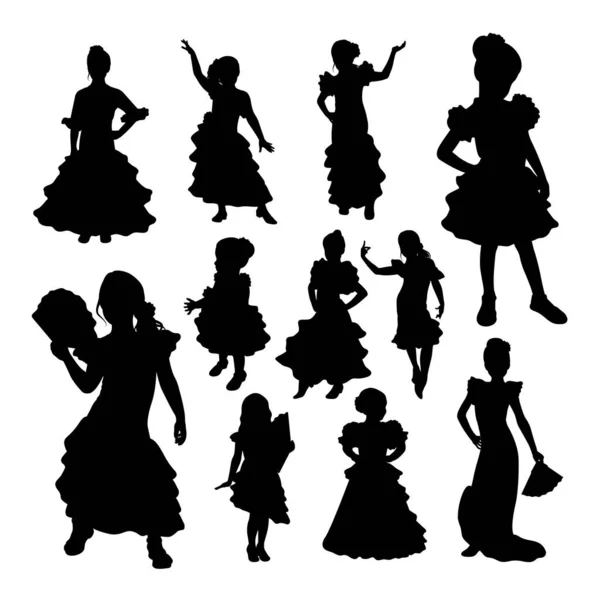 Kid Dancing Flamenco Silhouettes Good Use Symbol Logo Mascot Icon — стоковый вектор