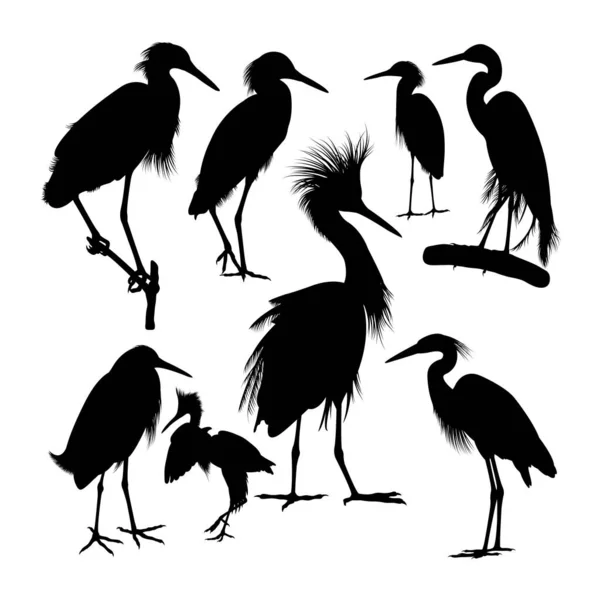 Silhouette Egret Uccello Innevato Buon Uso Simbolo Logo Icona Mascotte — Vettoriale Stock