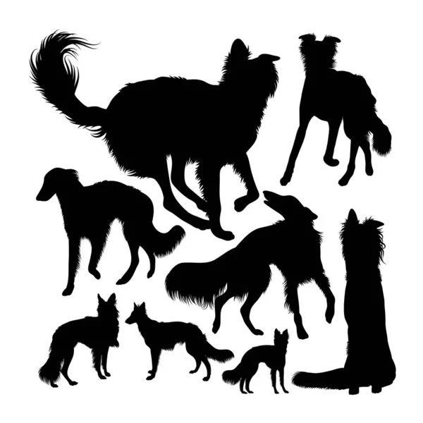 Silkeslena Hundsilhuetter Bra Användning För Symbol Logotyp Ikon Maskot Tecken — Stock vektor