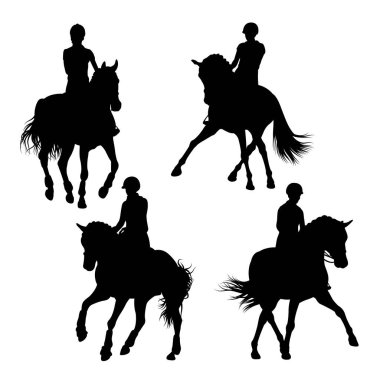 Equestrian pose silhouettes. Good use for symbol, logo, icon, mascot, sign, or any design you want.