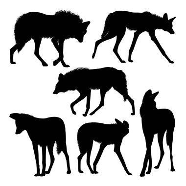 Maned wolf animal silhouettes. Good use for symbol, logo, icon, mascot, sign, or any design you want.