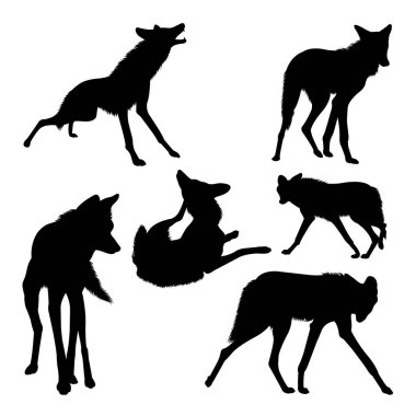 Maned wolf mammal silhouettes. Good use for symbol, logo, icon, mascot, sign, or any design you want.