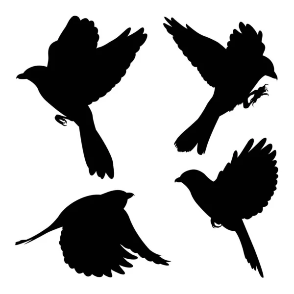 Flying Southern Grey Shrike Bird Silhouettes Good Use Symbol Logo — ストックベクタ