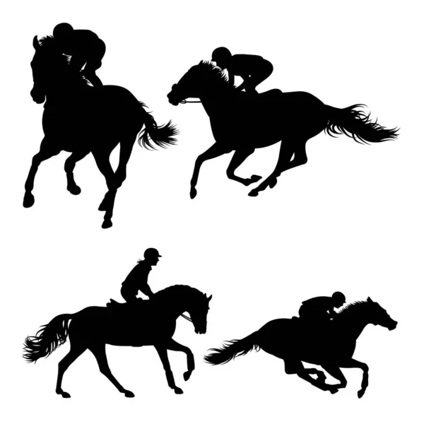 Jockey Θέτουν Σιλουέτες Καλή Χρήση Για Σύμβολο Λογότυπο Εικονίδιο Μασκότ — Διανυσματικό Αρχείο