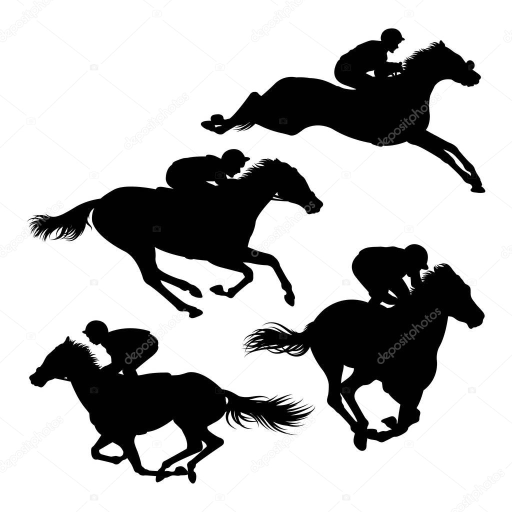 Jockey gesture silhouettes. Good use for symbol, logo, icon, mascot, sign, or any design you want.
