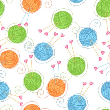 Wool and needles for knitting clipart
