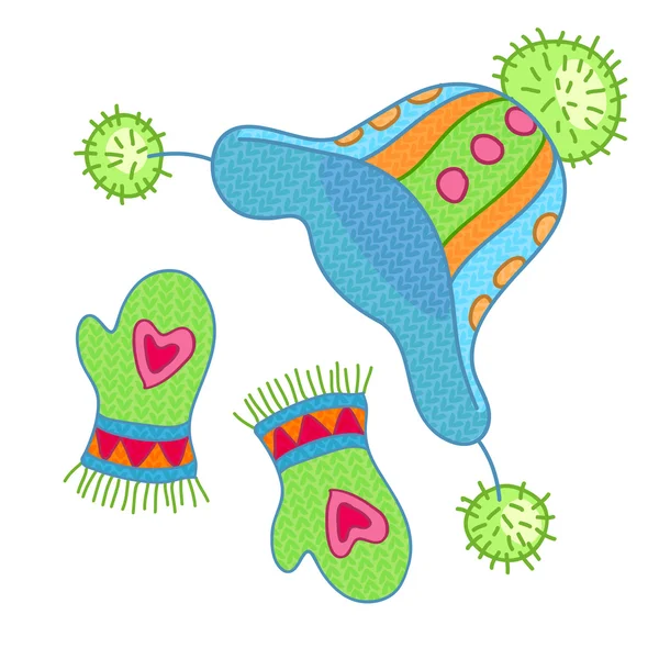 Winter hat and mittens, vector
