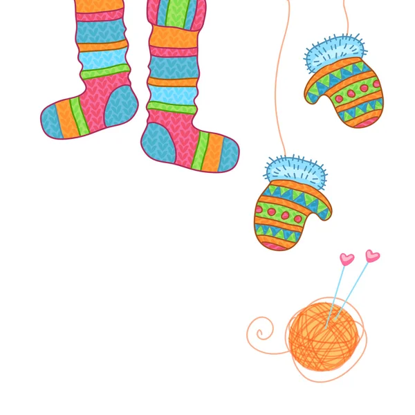 Winter socks and mittens, vector — Stock Vector