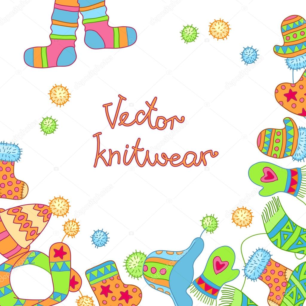 Warm knitted accessories, vector