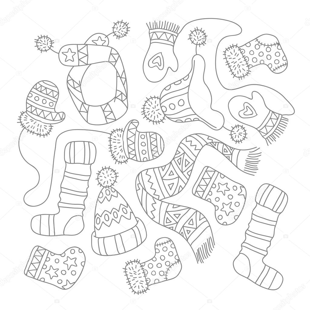 Warm knitted accessories, vector