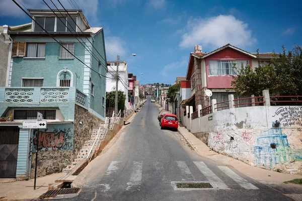 Valparaiso Chile Luty 2020 Nachyła Ulica Valparaiso Ulica Prowadząca Jednego — Zdjęcie stockowe