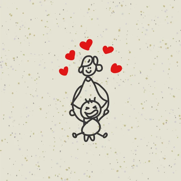 Hand tekening cartoon gelukkige familie — Stockvector