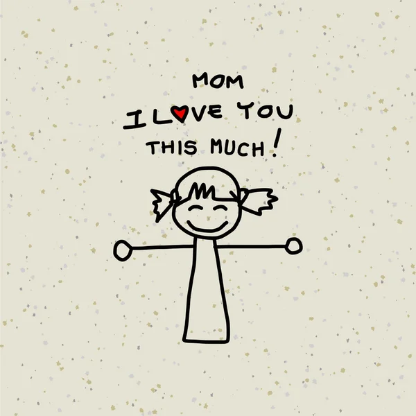 Tangan menggambar kartun keluarga bahagia pada Hari Ibu . - Stok Vektor