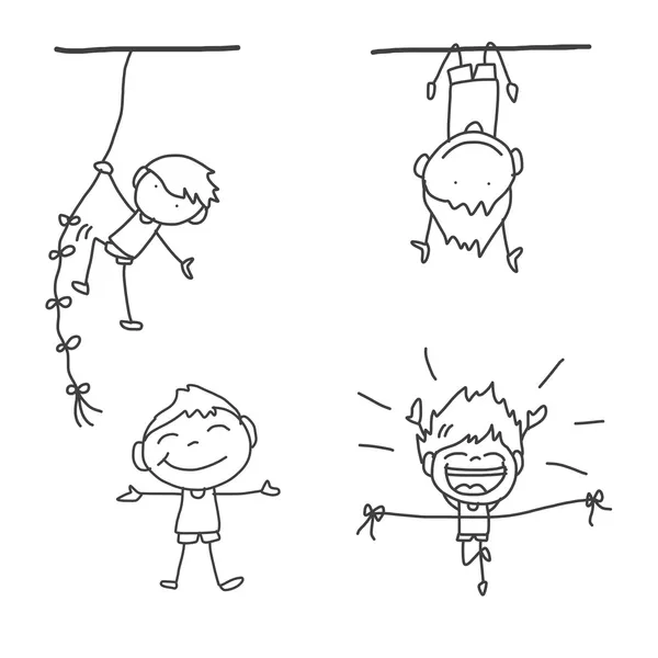 手描き漫画幸せな子供たち — ストックベクタ