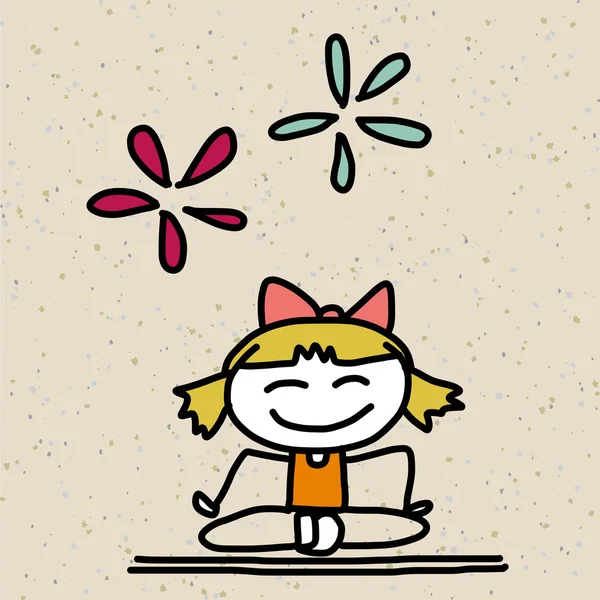 手绘漫画快乐的孩子 — 图库矢量图片