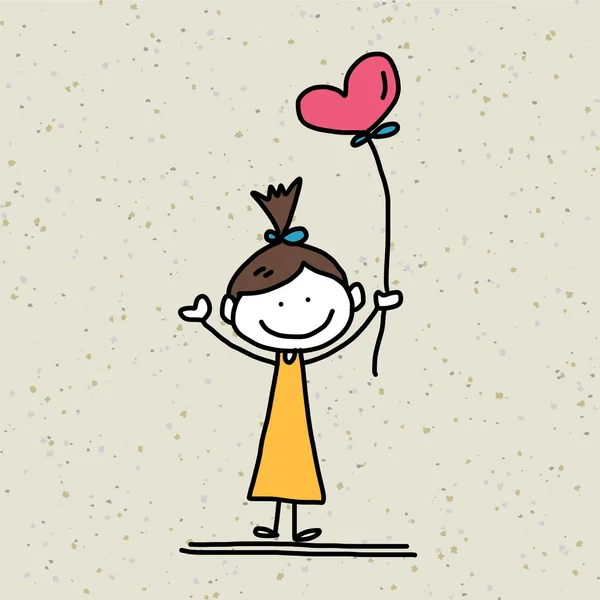 Gambar tangan kartun anak-anak bahagia - Stok Vektor