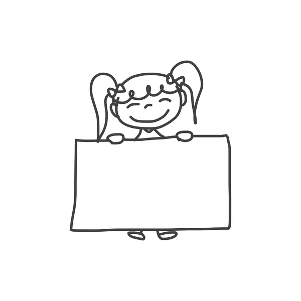 Hand rita tecknade glada barn — Stock vektor